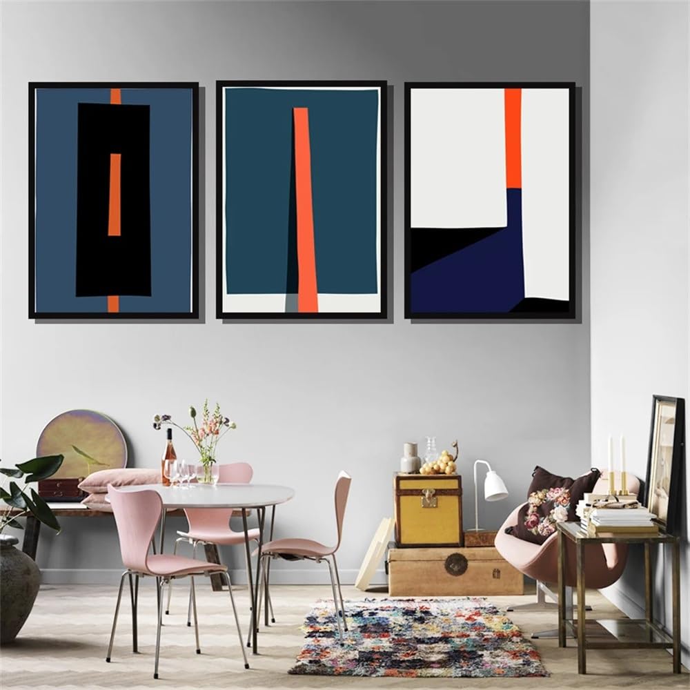 WUHBCZ Canvas Paints-Modern Abstract Geometric Colorful Prints Poster Nordic Canvas Paintings Wall Art Pictures Living Room Kitchen Office Home Decor-60 * 70cm/3PCS (No Frame)