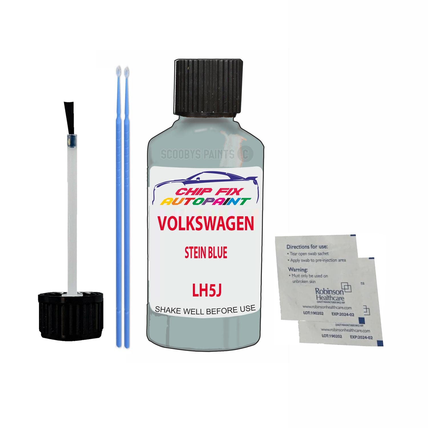 Scoobys Paints Back In The Mix Stein Blue Touch Up Paint For Volkswagen/Vw T5 Van/Camper Lh5j 2002-2011 30Ml Bottle Brush Scratch Stone Chip Repair Pen