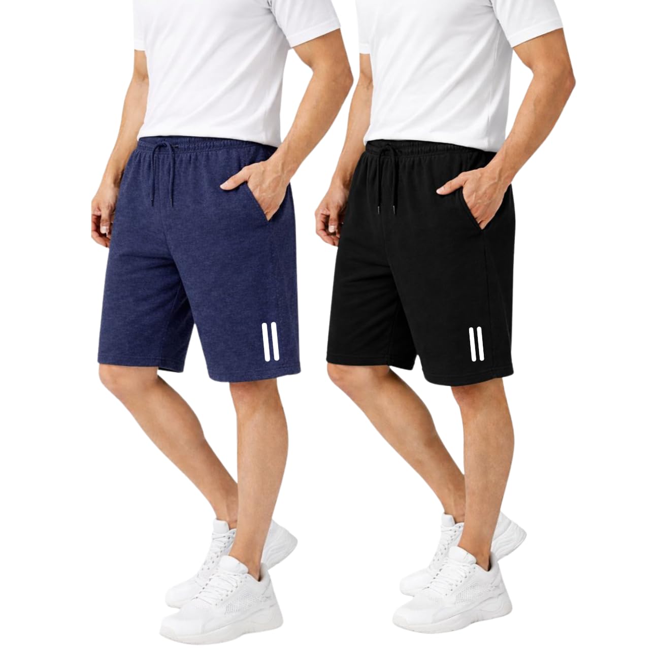 kart black Plus Sizes Men's Cotton Knee Length Shorts (M,L,XL,XXL,3XL,4XL,5XL) | Casual and Night Wear Mens Shorts (Pack of 2)-picture-47
