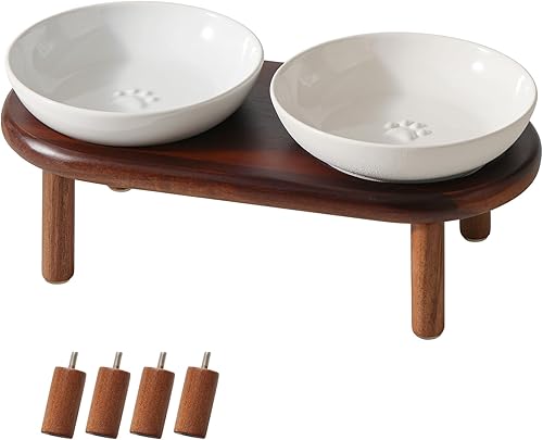 Miniatura 8 de Platos de cerámica anchos para gatos con protección para bigotes, juego de 3 tazones de cerámica para gatos, plato antideslizante para gatitos de B