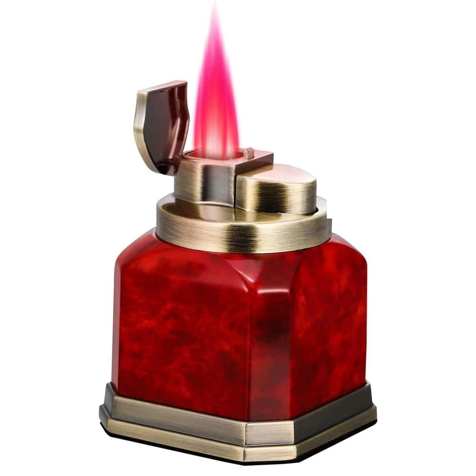 Jcfhqghr A Metal Windproof Quad Jet Flame Lighter, Desktop Tabletop Lighter, Djustable Flame Nd Refillable, Suitable For Indoor Use