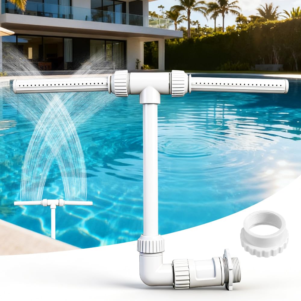 NAVESO Pool Brunnen Wasserfall,Pool Wasserfall Dual Spray Einstellbarer,Pool Springbrunnen Fontäne mit Adapter, Poolwasserfall,Wasserfall für Poo-l und Spa