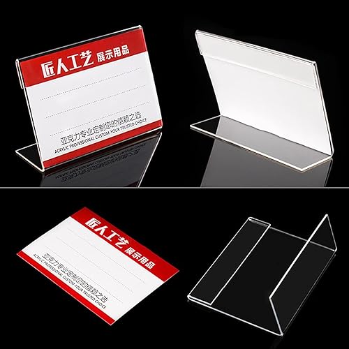 Miniatura 5 de Soporte de letrero acrílico horizontal, soporte de papel transparente de plástico para letreros inclinados, portarretratos de plástico,