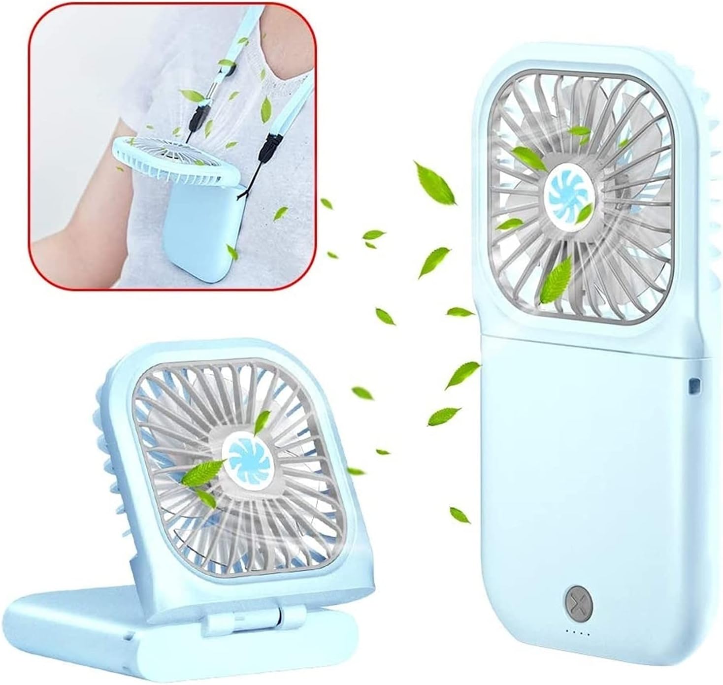 Handheld Small Fan, Mini Rechargeable USB Fan For Travel, Outdoors, Hiking, Camping, Kitchen(Blue)