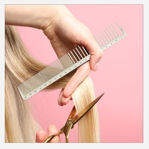 Miniatura 5 de Juego de 2 peines de corte de pelo profesional blanco, peines de peluquería para peluquería, peines de peluquería