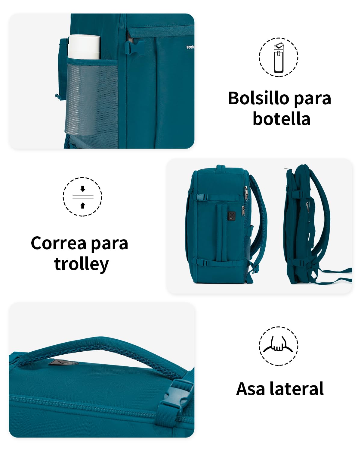 ECOHUB Mochila Viaje Cabina Avion 40x20x25