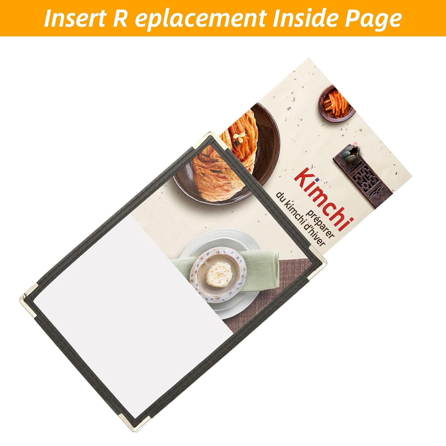 CYEAH 25 Pcs Cafe Style Menu Cover, Single Page 2 View Transparent Restaurant Menu Covers, Restaurant Menu Cover Fits 5.5" x 8.5" Paper, Menu Holder for Bar Cafe Restaurant Book Black Folder