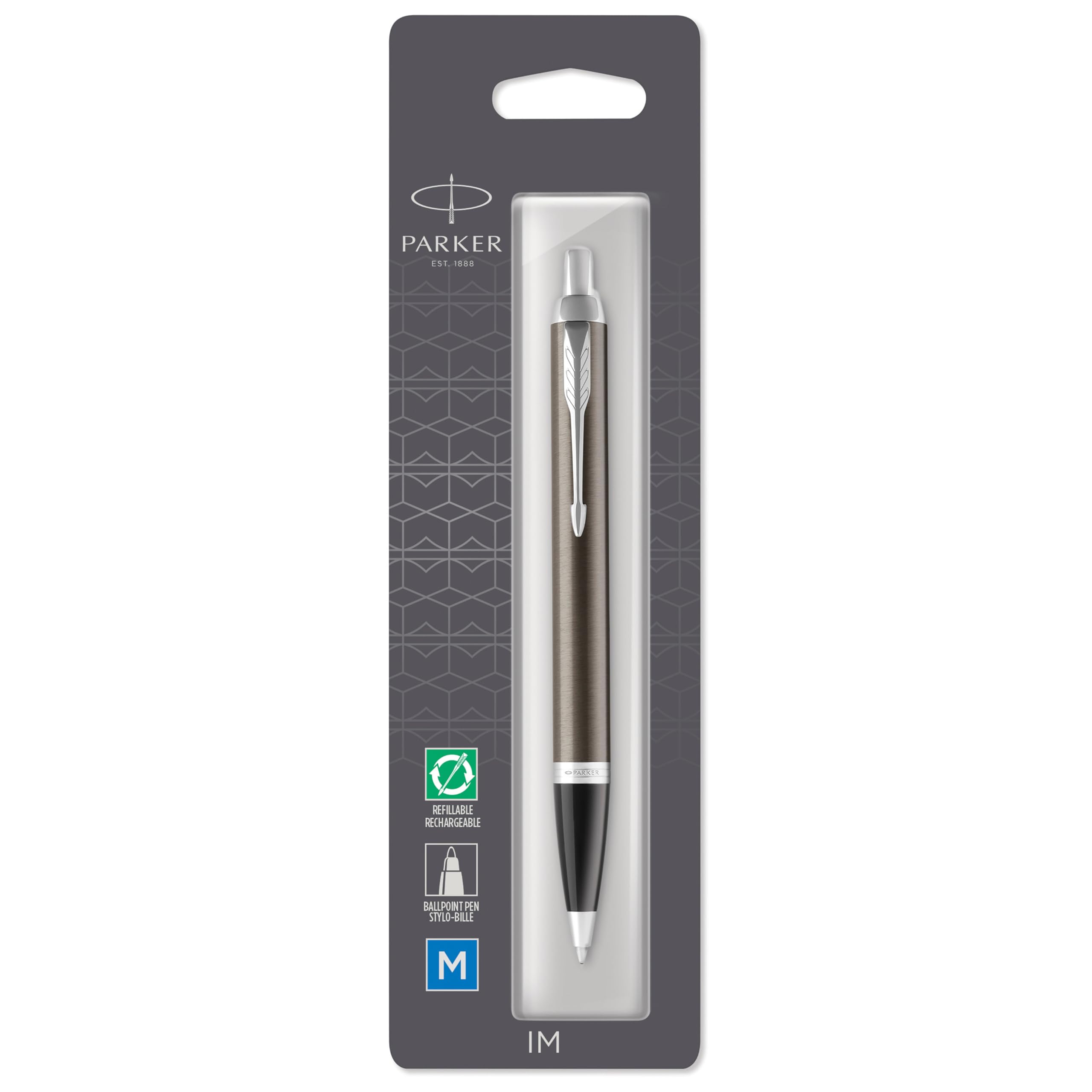 Parker IM Kugelschreiber | Premium Dark Espresso | mittelstarke Schreibspitze | Nachfüllmine mit blauer Tinte | Blister-Verpackung