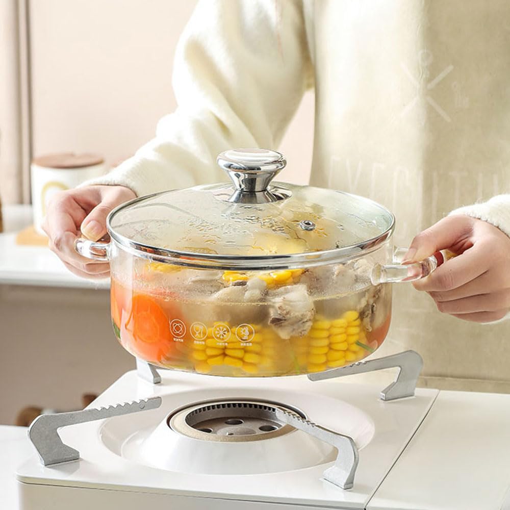 Olla de Vidrio con Tapa de Cristal, 1500ML