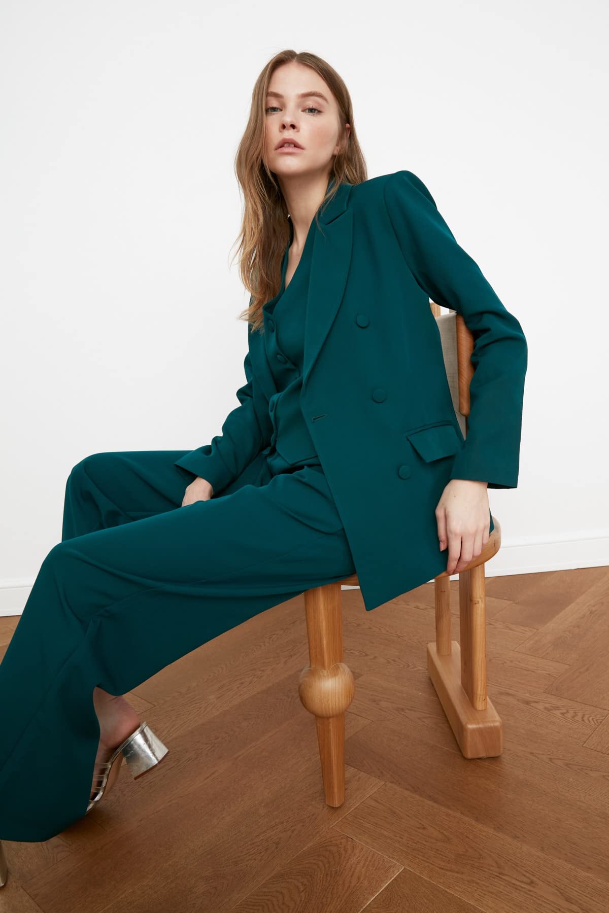 Trendyol Black Button Detailed Jacket Trendyol Giacca Nera con Bottoni, Nero, Donna