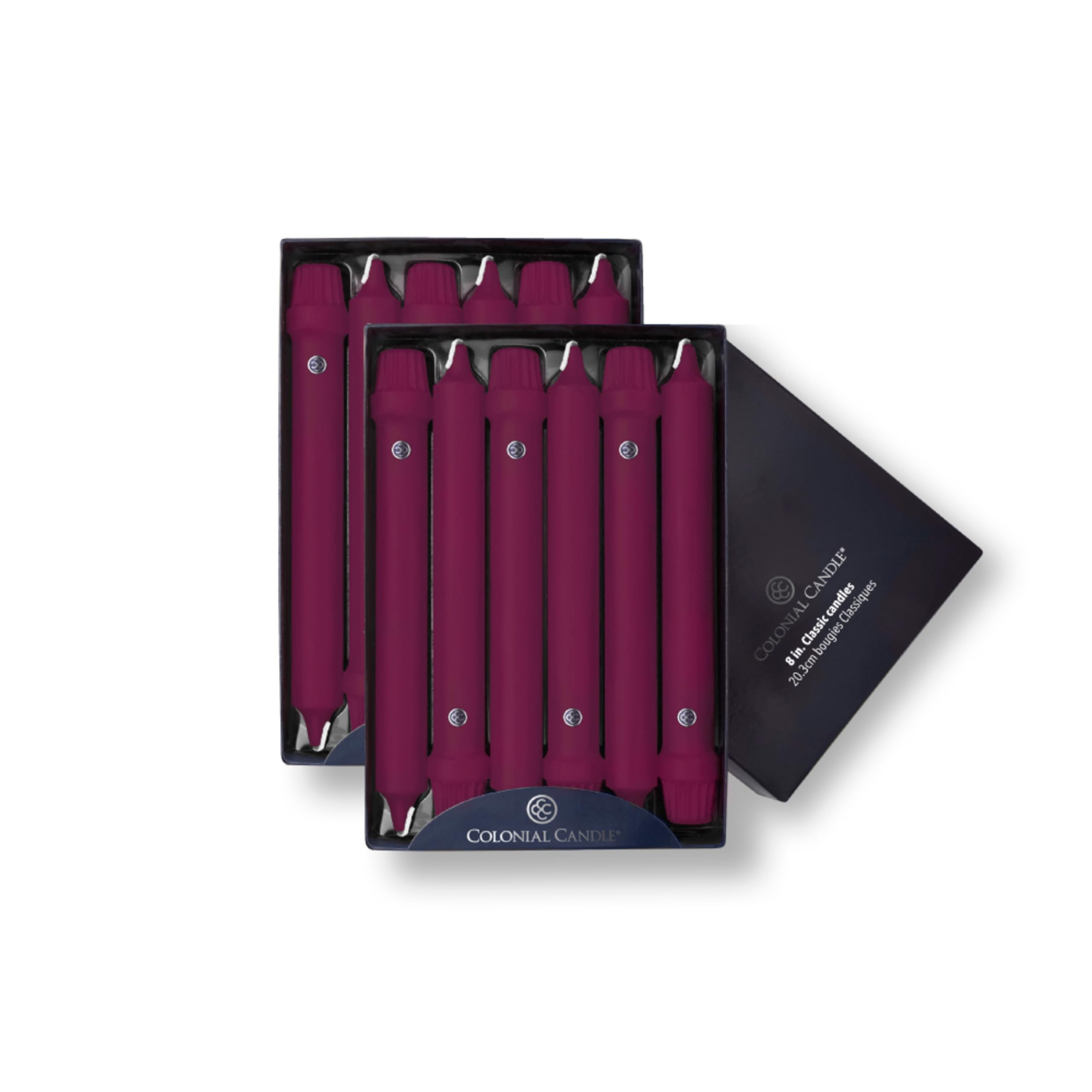Colonial Candle Classic Tapers, 8-Inch, Mulberry - Pack of 12