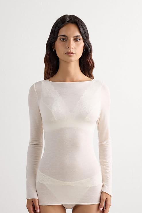 Intimissimi Woman's Boat Neck Modal Cashmere Ultralight Top