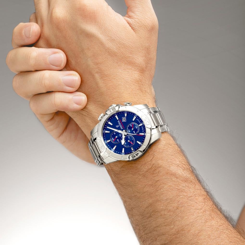 Festina Reloj Hombre Analógico de Acero Inoxidable 316l Plateado F20704/2 | Movimiento de Cuarzo, Cronógrafo, Calendario, Cristal Mineral Resistente