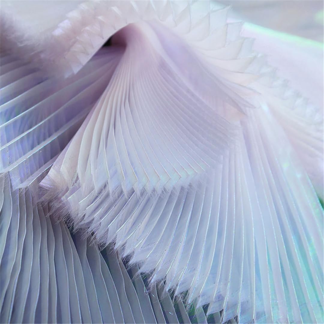 Soft Pleated Mesh Fabric by The Meter,Stage Background Fabrics,Shape DIY Sew Dress Designer Fabrics Taro Straighten 1X1.45 M