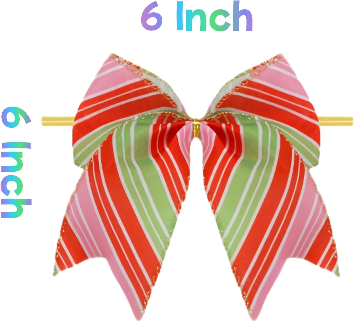 12 Pcs Christmas Bows 6 Inch Pink Red Green Candy Cane Lollipop Ribbon Bows for Xmas New Year Party Holiday Home Decor (Pink, Striped) - Image 2