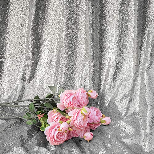 JYFLZQ Silver Sequin Backdrop for Party 10x8ft(WxH) 1 Panel by JYFLZQ - Used condition - Image 2