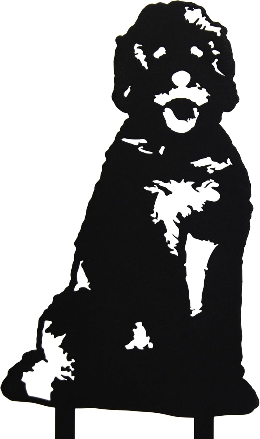 Black Powder Coated Metal Doodle Dog Silhouette Yard Stake (Large)