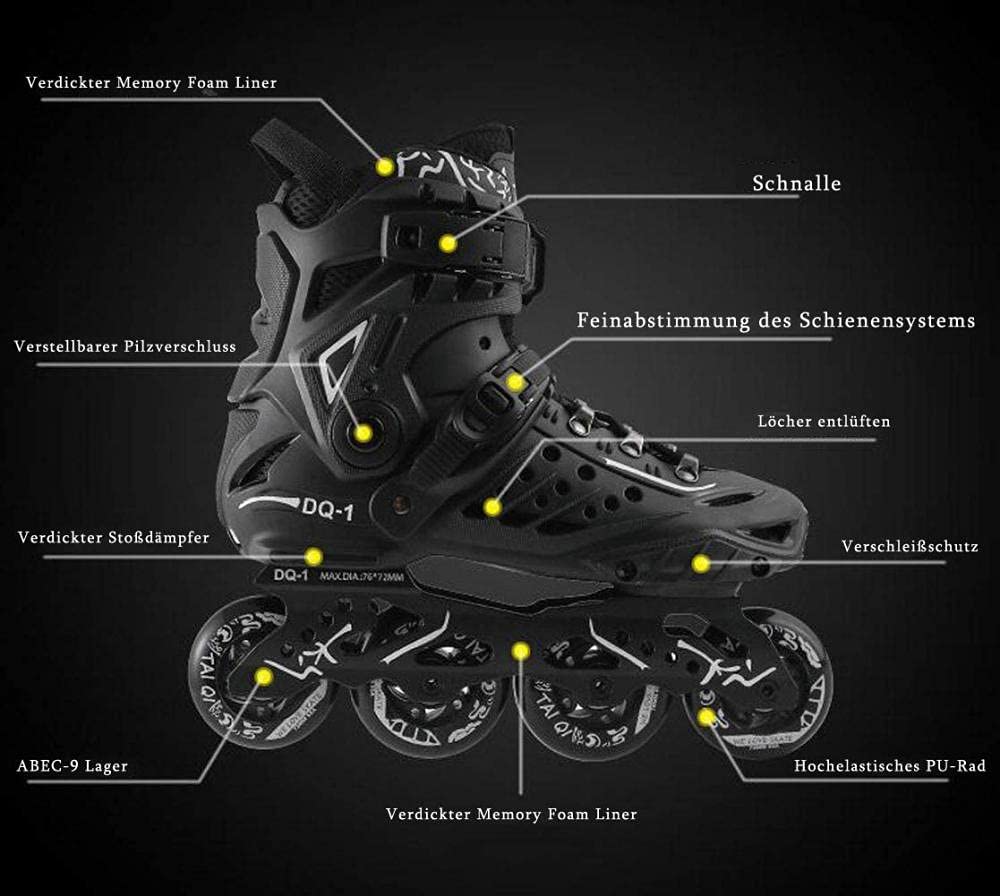 Patins SKLOER Roller 82A – Roues 80mm, Roulements ABEC9, Taille 36 à 46, Air-Vent, Rail Alu