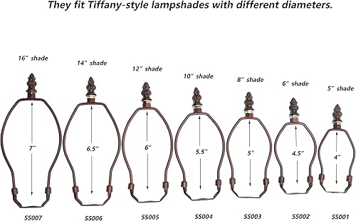 Miniatura 7 de Bieye SS011 Pantalla de lámpara de soporte para lámpara de mesa estilo Tiffany vidrieras (bronce 4.5 pulgadas de alto)