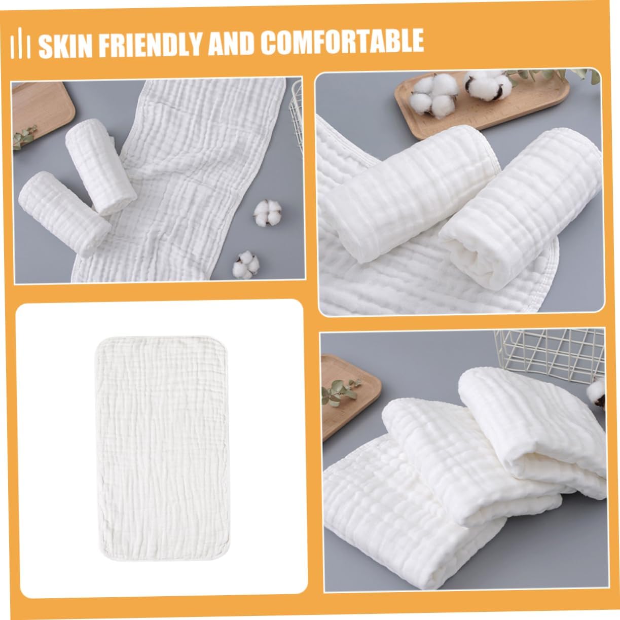 Ipetboom 4pcs Washcloths Super Absorbent Cotton Face Towel for Newborns Quick Drying Soft Washcloths for Gentle Cleaning of Hands and Face White