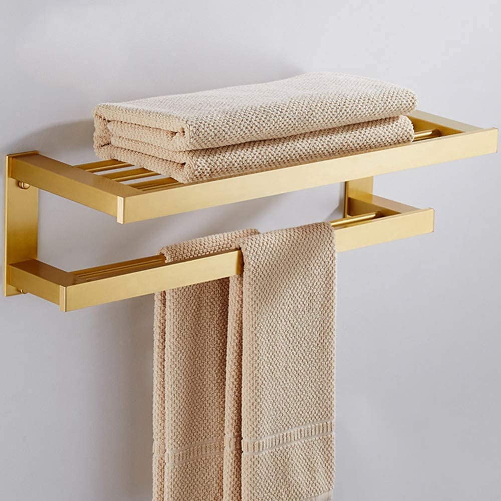 Porta Asciugamani Doppio Portasciugamani Da Parete In Alluminio Spazzolato, Bagno In Metallo, Mensola Porta Asciugamani Per Cucina Accessori Per Il Bagno(50cm)