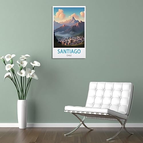 Miniatura 5 de SePkus Póster de viaje vintage de Santiago Chile, de 08 x 12 pulgadas, lienzo y lienzo para pared, para sala de estar, arte de pared moderno para el