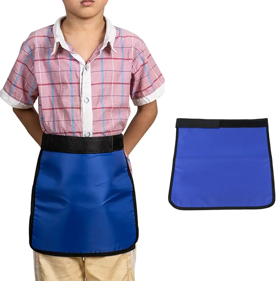 Meio avental de chumbo, proteção infantil contra radiação, 0,5 mmpb, azul, 29 cm L x C