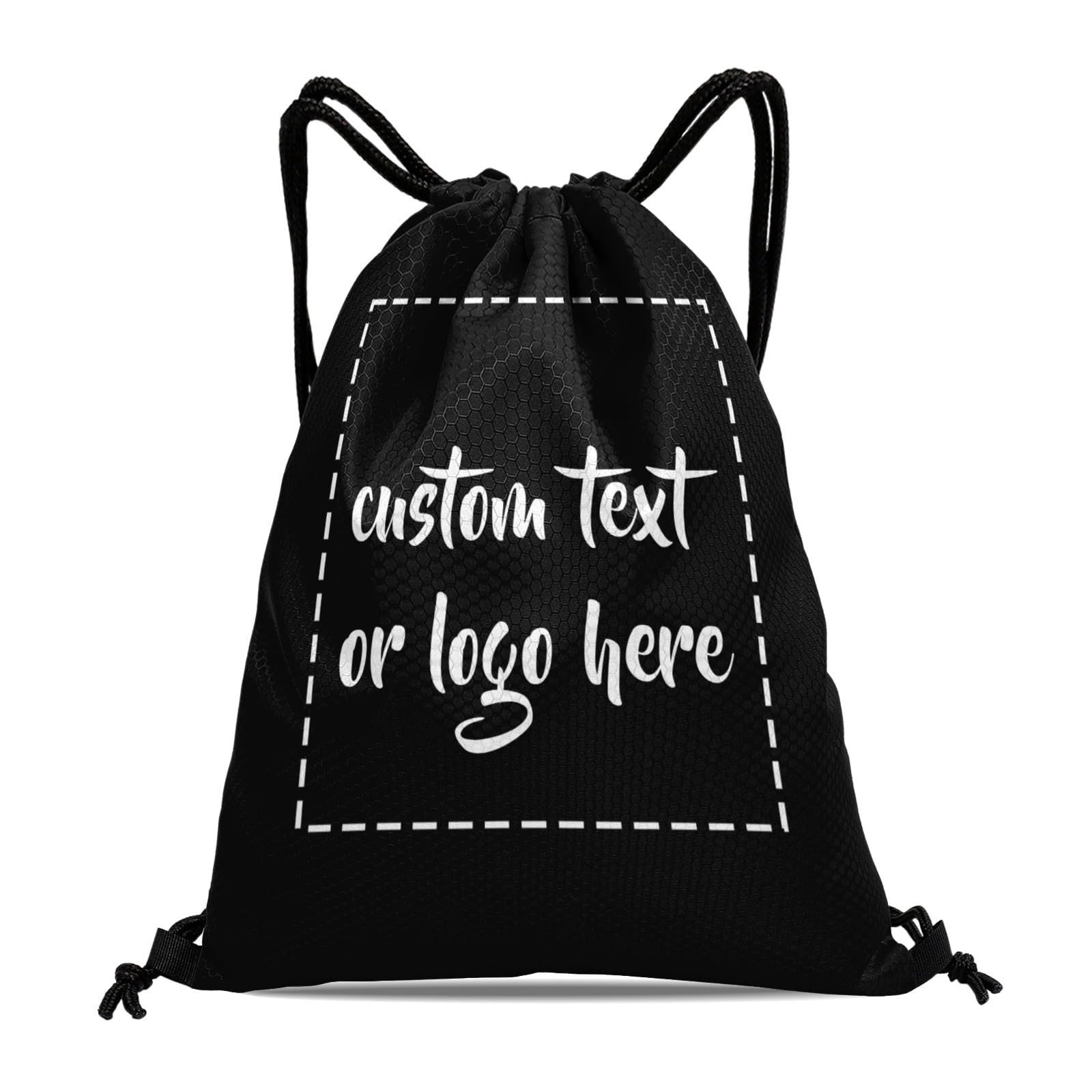 Custom Drawstring Bags with Logo Name Text Oxford Cloth Personalized Drawstring Backpack Waterpoof Customized Drawstring Pockets Cinch Sack for Gym, Outdoor, Indoor, Sports, 1 Pack