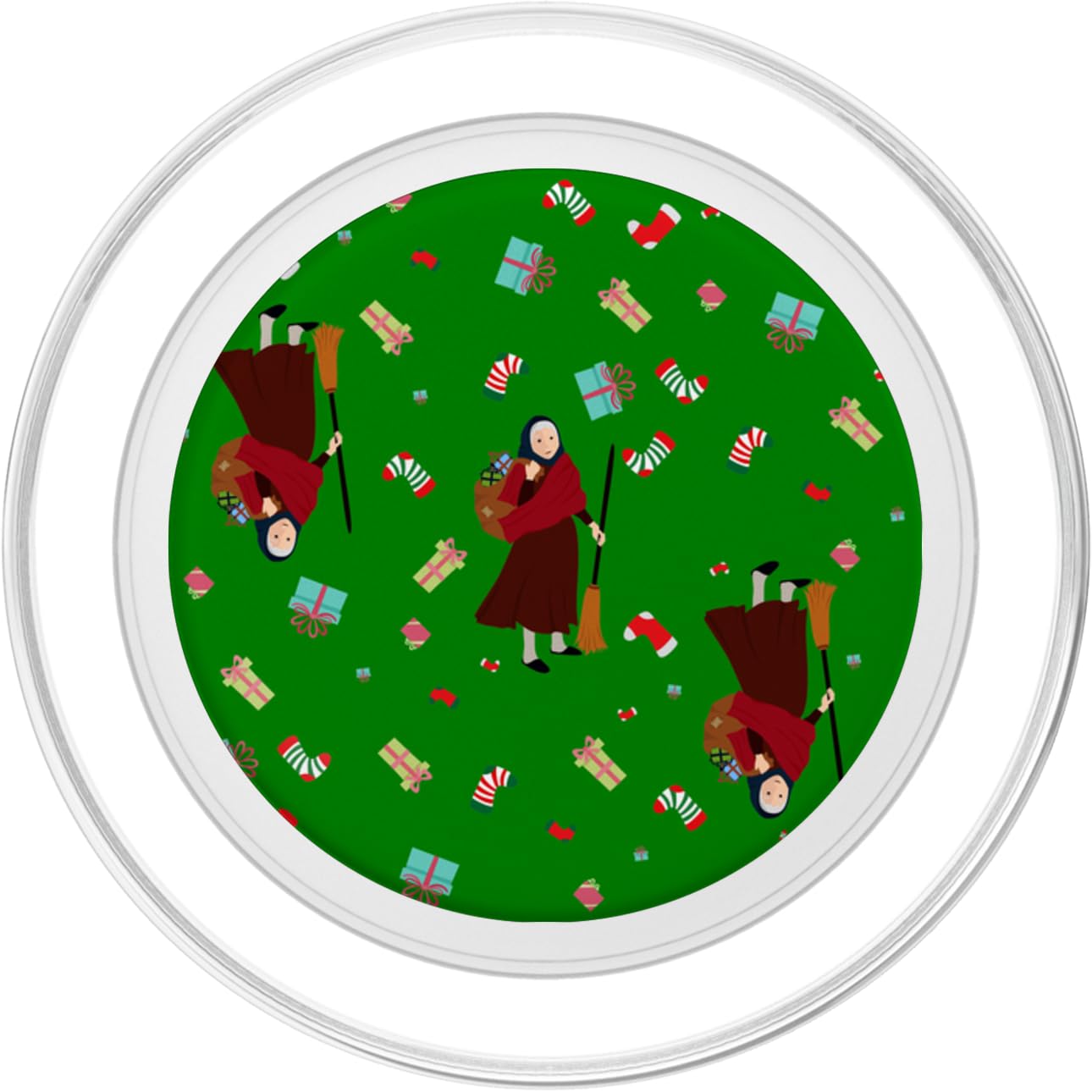 ugly christmas witch befana green spookmas gothmas gothic PopSockets PopGrip for MagSafe, Clear - Image 2