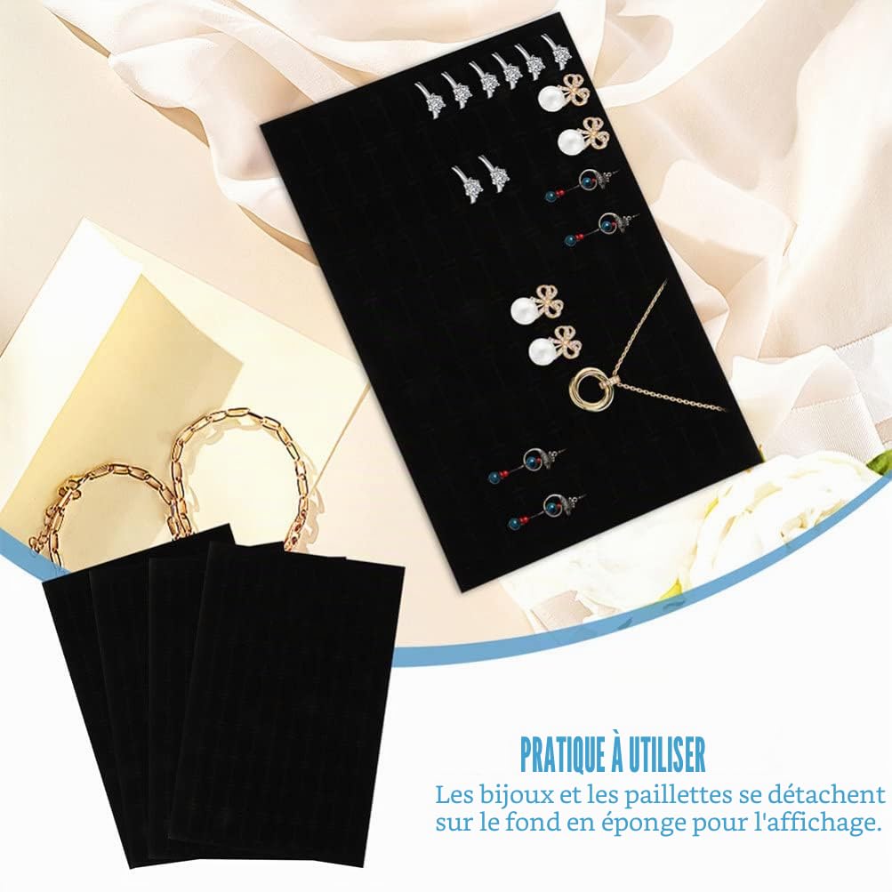 DOITOOL Lot De 5 Plateaux De Présentation en Velours Noir Plateau De Présentation De Bijoux Coussinets en Mousse pour Vitrine De Bijoux Présentoirs De Rangement (11 X 7)