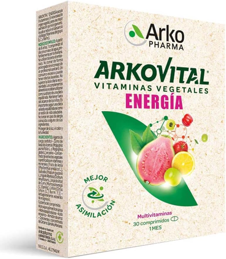 Arkopharma Arkovital Pura Energía, Multivitamínico Defensas Naturales y Vitalidad, 9 Vitaminas Naturales y 5 Minerales, Mayor Asimilación, 30 Unidad (Paquete de 1)