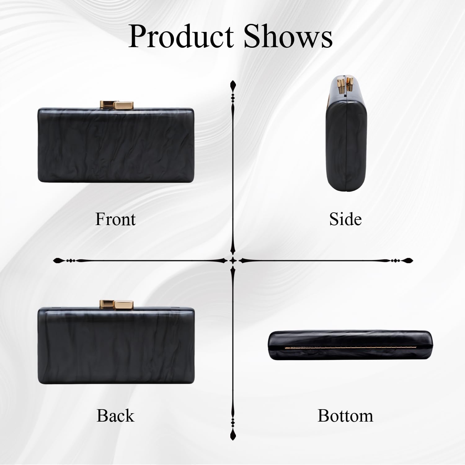 Simcat Acrylic Clutch Purse for Women, Chic Metal Evening Bag, Marble Evening Clutch Bag with Chain for Prom Wedding Party - Image 7