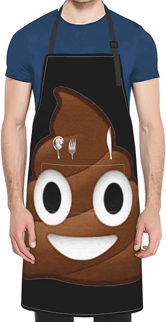 Amazon Co Jp 顔文字 うんこ うんち ばば 臭い デザイン 首掛け シンプル エプロン カフェエプロン H型 大容量ポケット 作業 職人キッチン お料理 美容師 保育士 シェフ Diy キャンプ ガーデニング 家庭 業務 調節可能 ホーム キッチン