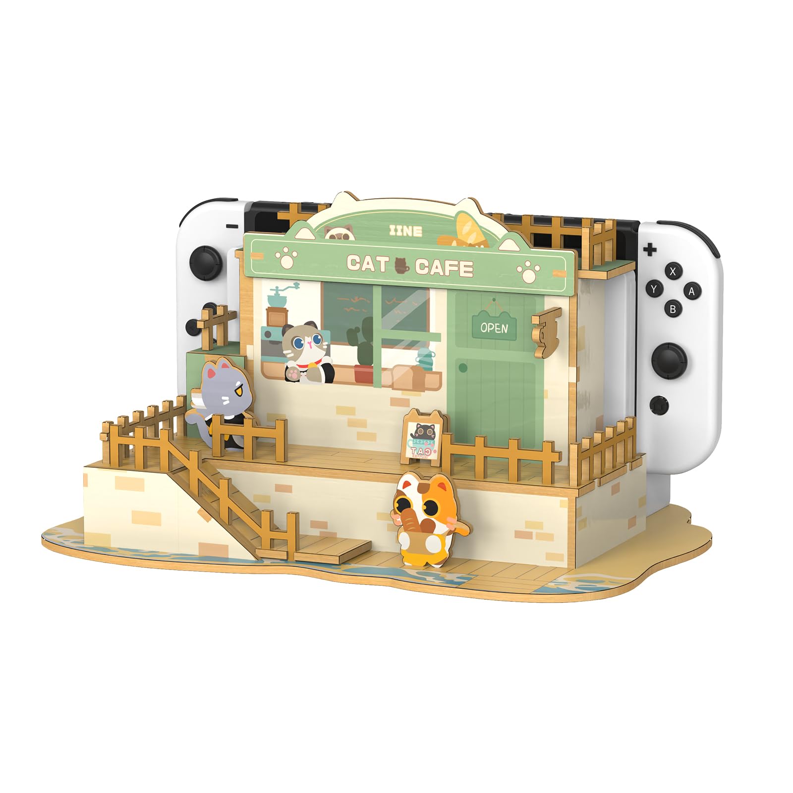 IINEFaceplate Cover for Switch/OLED Dock, Cute Cat Bakery Switch/OLED Dock Shell, DIY Replacement Shell Compatible with Switch/OLED Dock