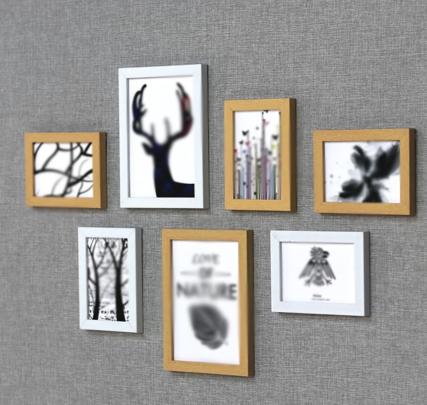 Ensemble de 7 cadres photo pour harmoniser un mur vide facilement sans percer de multiples trous