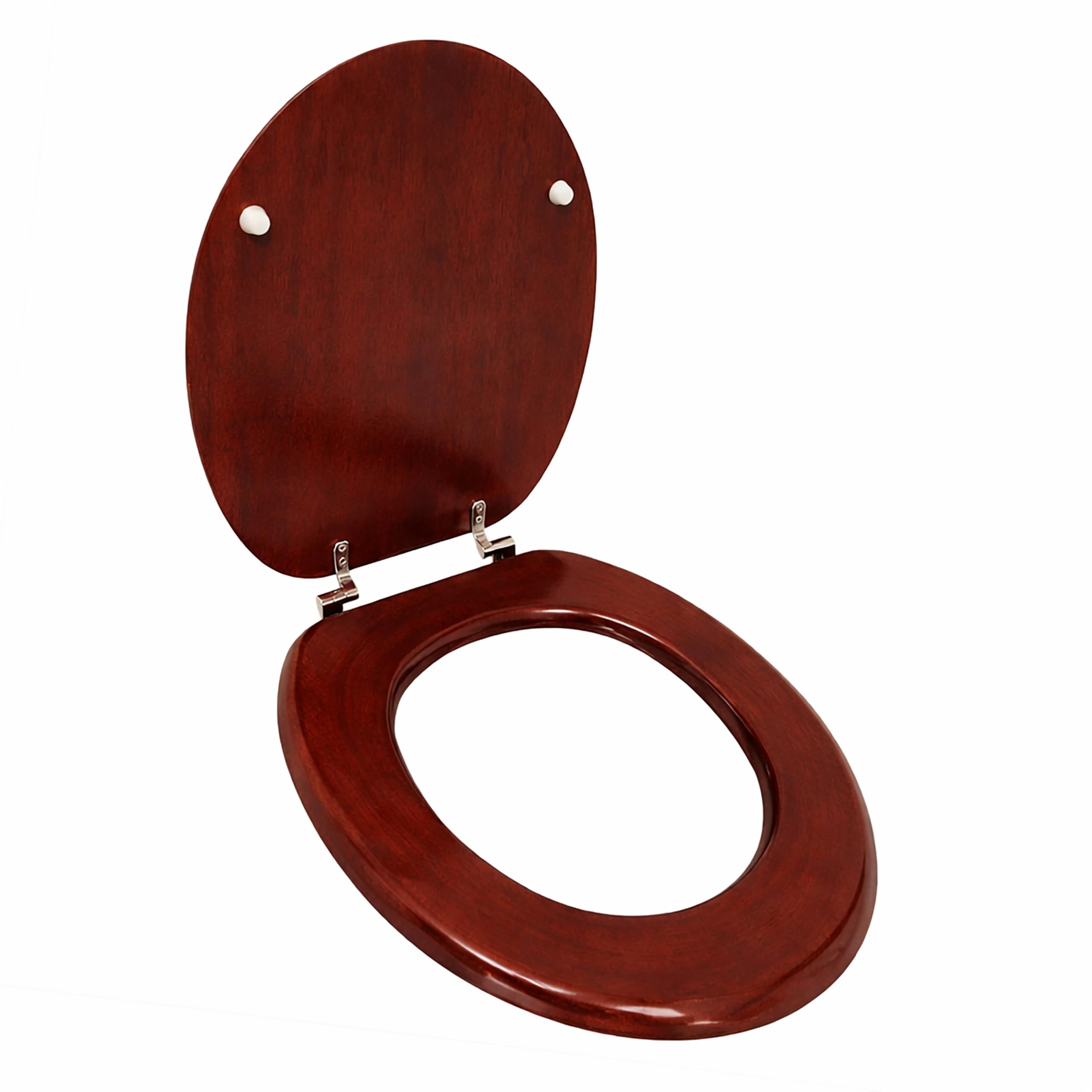 Marco Paul Interiors Toilet Seat Marco Paul Mahogany 18" Wooden – Mdf Oval With Chrome Hinges, Universal Fit, Easy Clean, Heavy Duty S - Wc Bathroom Replacement Seat