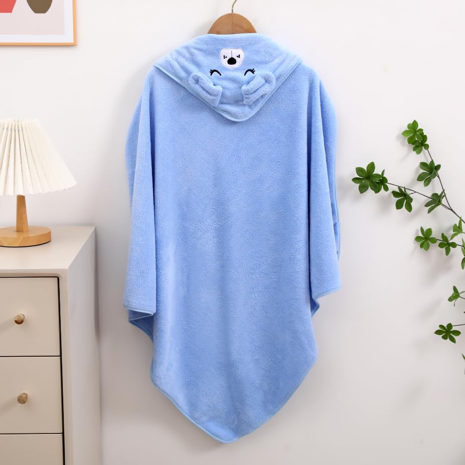 Image of Mee Mee Hooded Baby Bath Towel for New Born | Wash Cloth, Quick Absorbent, Can be Used for Baby Swaddling, Extra Soft Cotton Towels for Kids /Toddlers /Infants /Babies, Pack of 1, (Blue Dog) 80X80 CM
