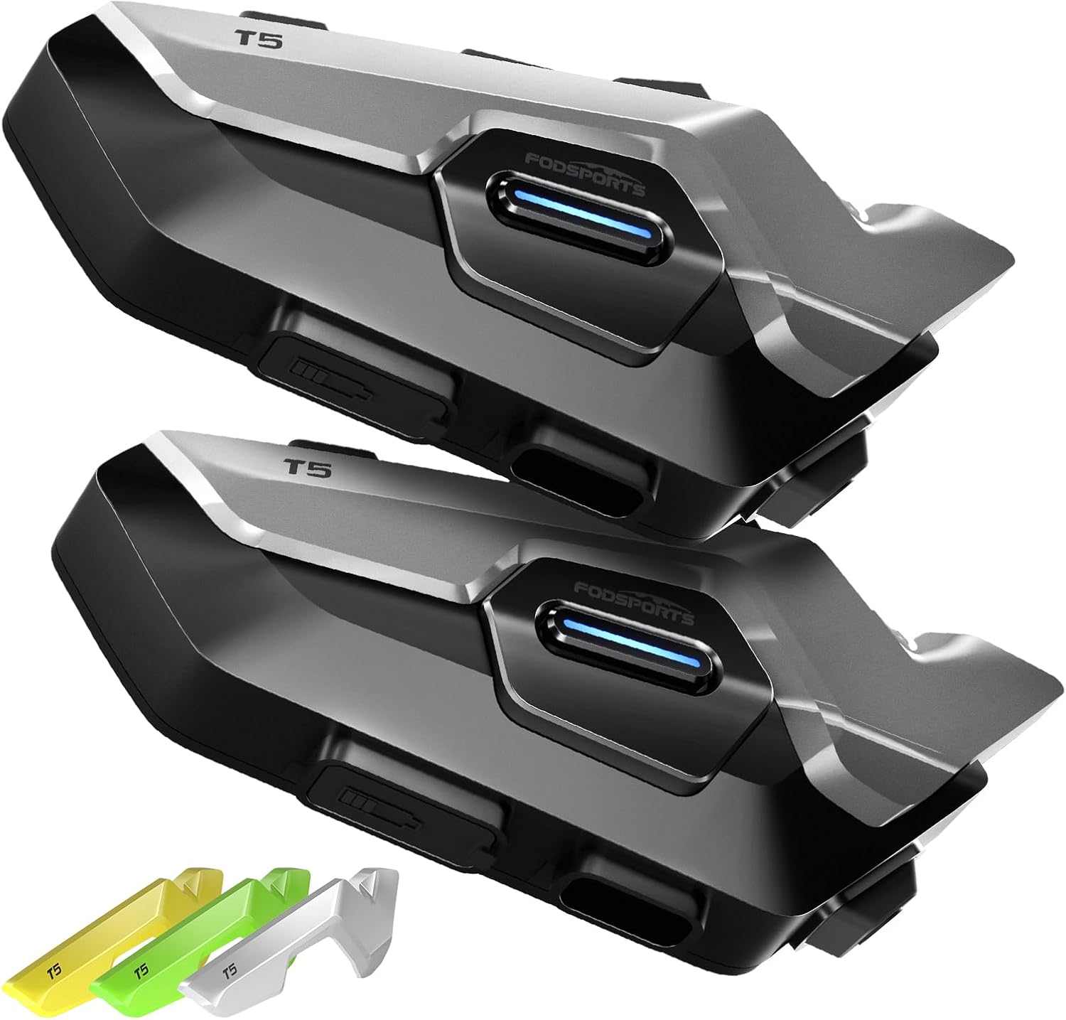 Fodsports T5 Motorcycle Bluetooth Headset with Music Sharing 2 Pack - Image 1 of 9