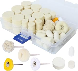 1Inch Polishing Buffing Wheel Set,Wool Felt Cotton Mounted 3mm Shank for Rotary Tool Accessories,Mini Brush Polishing Kit for Watch and Jewelry (106)