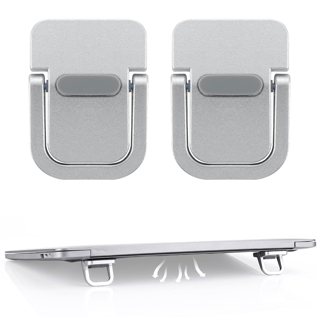 Laptop Riser Stand (2 PCS) – Self Adhesive Invisible Foldable Laptop Stand, Portable Lightweight Cooling Pad, Anti-Slip Silicone Laptop Feet for MacBook, Lenovo, Dell, HP & All Laptops/Tablets