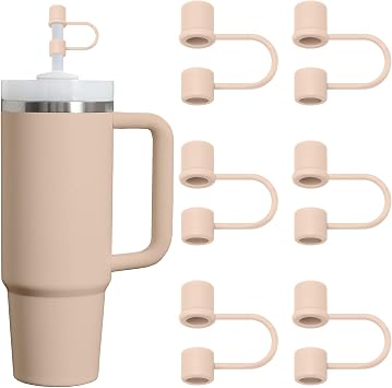6PCS Silicone Straw Cover Cap Compatible with Stanley 30&40 Oz Tumbler Accessories Reusable Straw Toppers Simple Caps for Stanley Cup 10mm 0.4in StrawsFleshy-Pinks