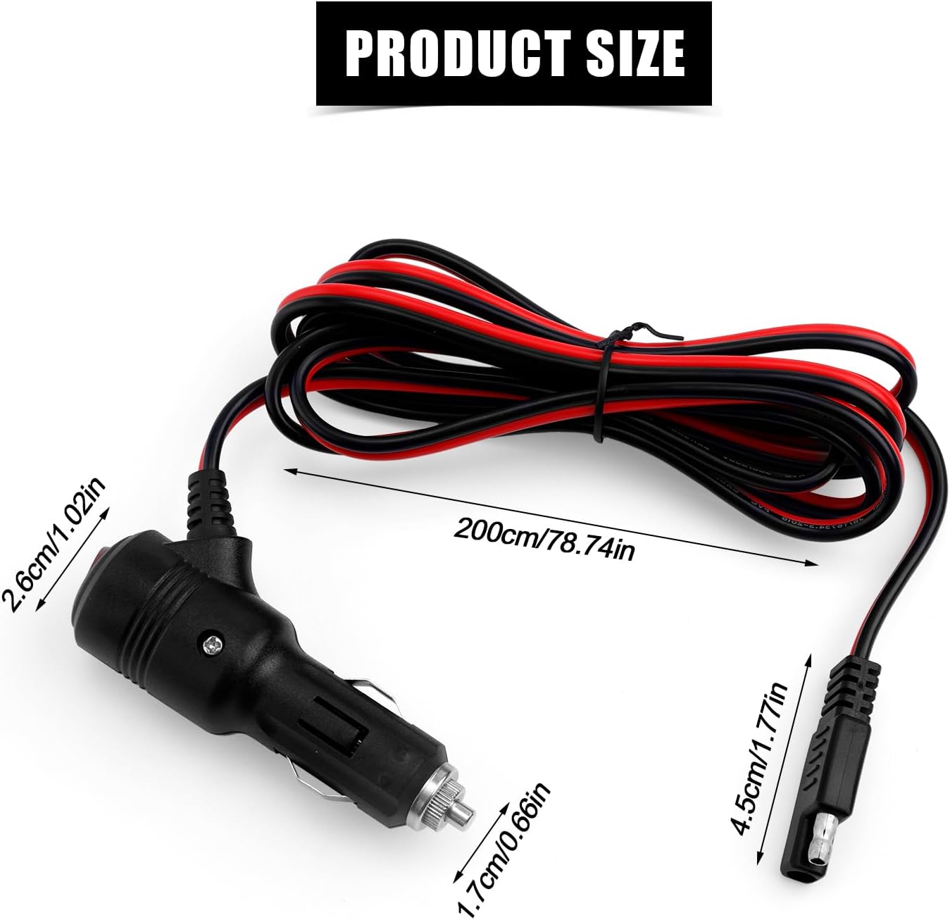 Cigarette Lighter SAE Cable, 6.56FT Cigarette Lighter Extension High Power Cigarette Lighter Wire Connector with Switch Upgraded Quick Release Cigarette Lighter Plug Adapter for Motorcycle RV