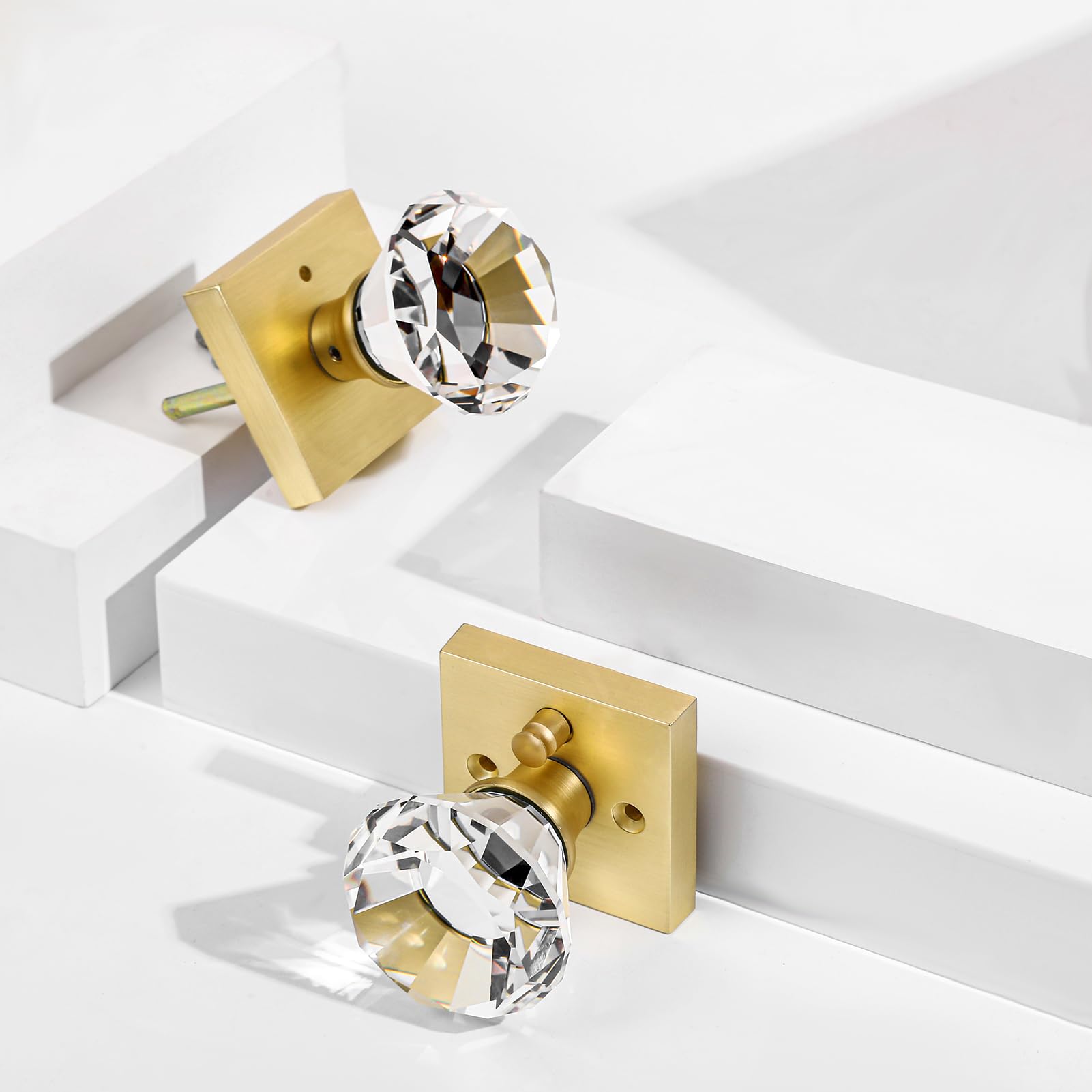 Gold Glass Door Knobs - Privacy & Style -2 Gold Glass Door Knobs - Privacy & Style -2