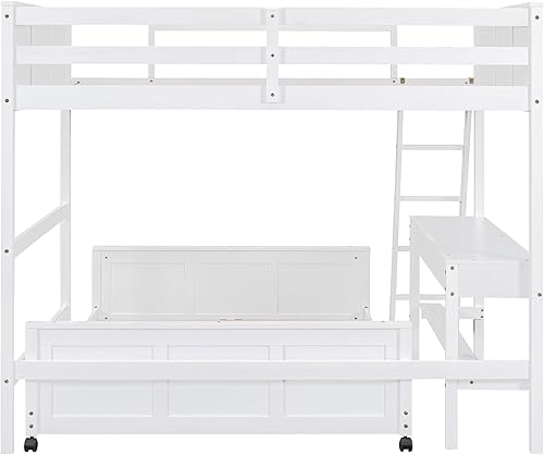 Miniatura 15 de Versatility - Litera individual sobre individual con escritorio y armario integrados, cama alta de madera maciza y plataforma independiente con