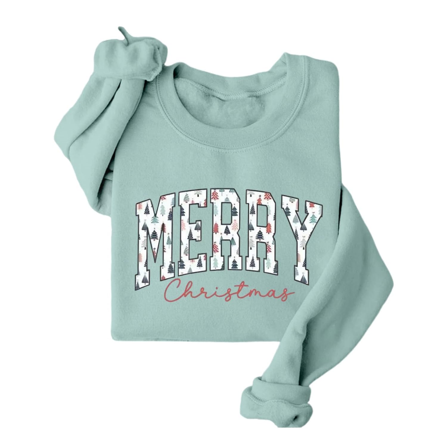 Merry Christmas Sweatshirt for Women Christmas Tree Graphic Sweater Xmas Holiday Fleece Lined Lightweight Pullover