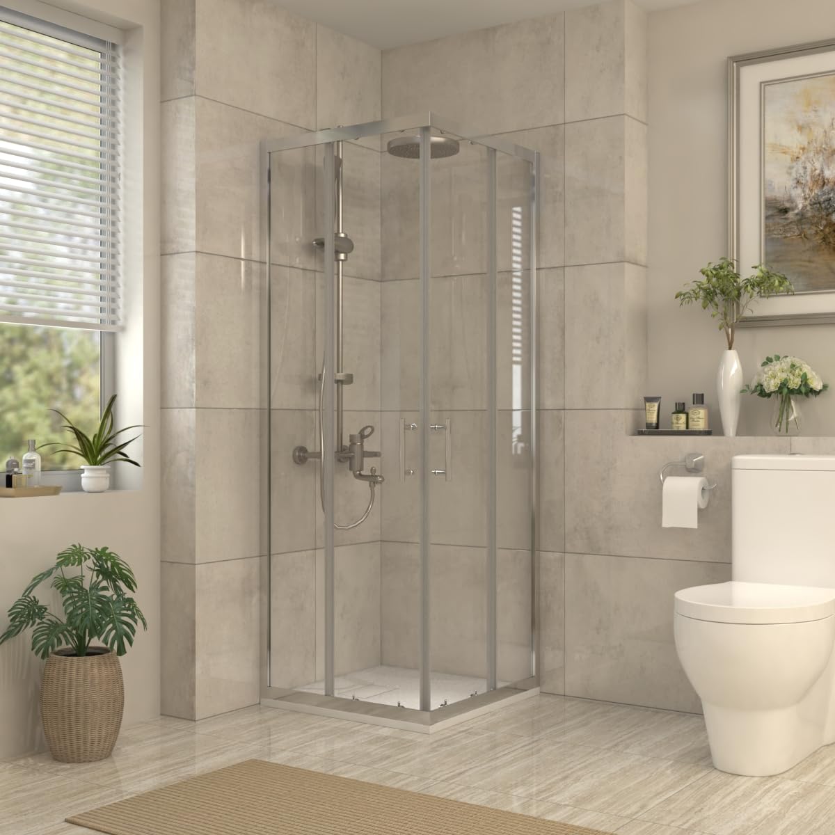 Aquariss 700x700mm Chrome Framed Square Shower Enclosure