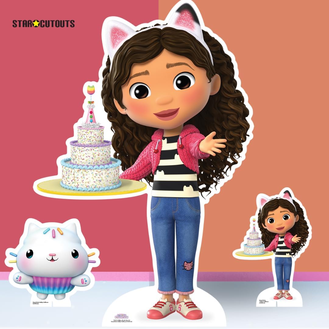 Star Cutouts SC4316 Gabby with Cake Gabby's Dollhouse Star Mini Cardboard Cut Out, Small