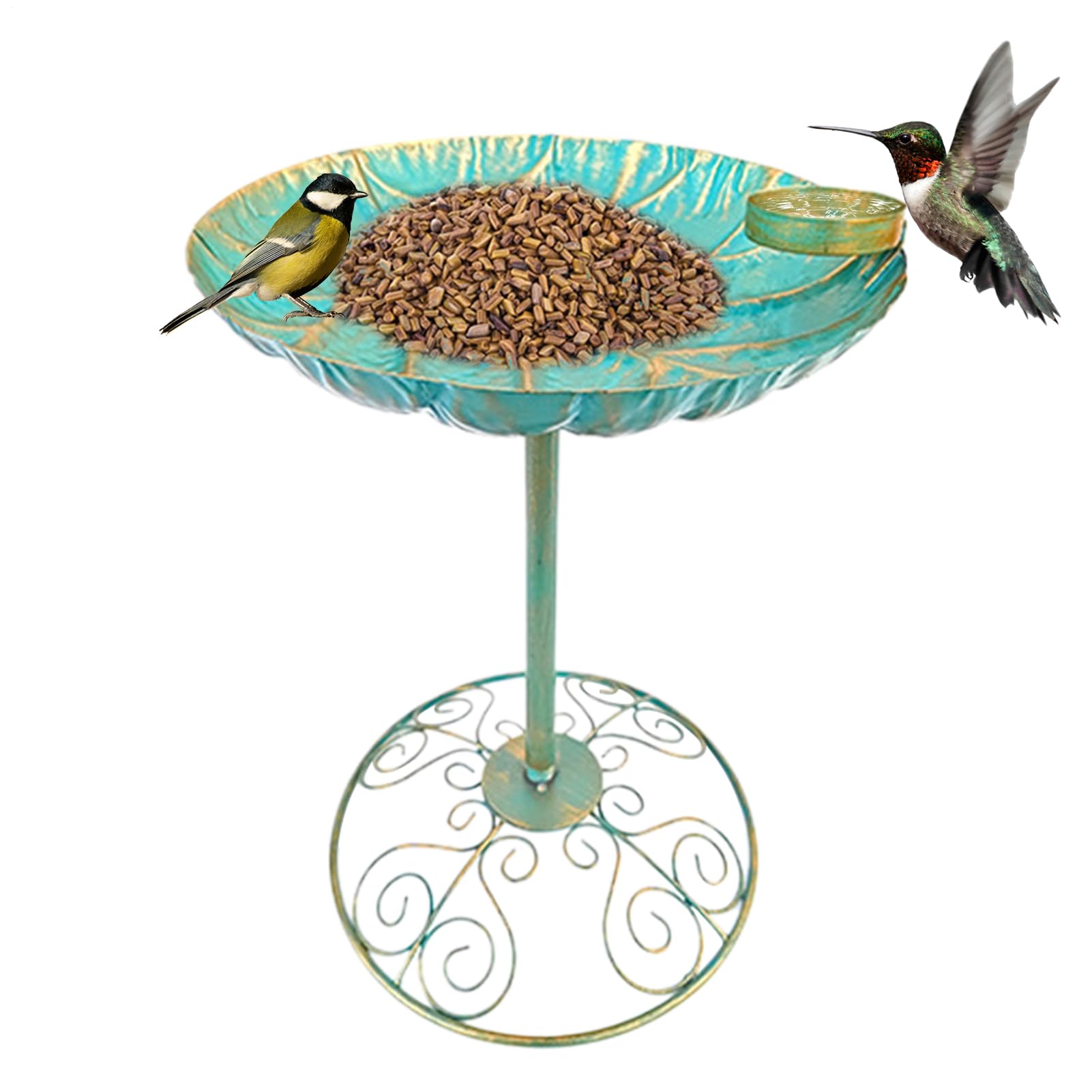 Vasca per uccelli in metallo Vaso decorativo antiruggine, statua da | Vasca per uccelli con piedistallo in ferro Decorazioni Da Esterno Giardino: Patio, Terrazza, Cortile, Retro, Balcone,