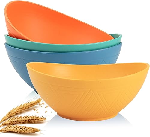 Vista 16 de Homienly Tazones para Ensalada 6 PCS Tazones de Paja de Trigo - Tazón Grande para Servir de 60oz - Tazón para Cereal Apto para Microondas y 6 piezas