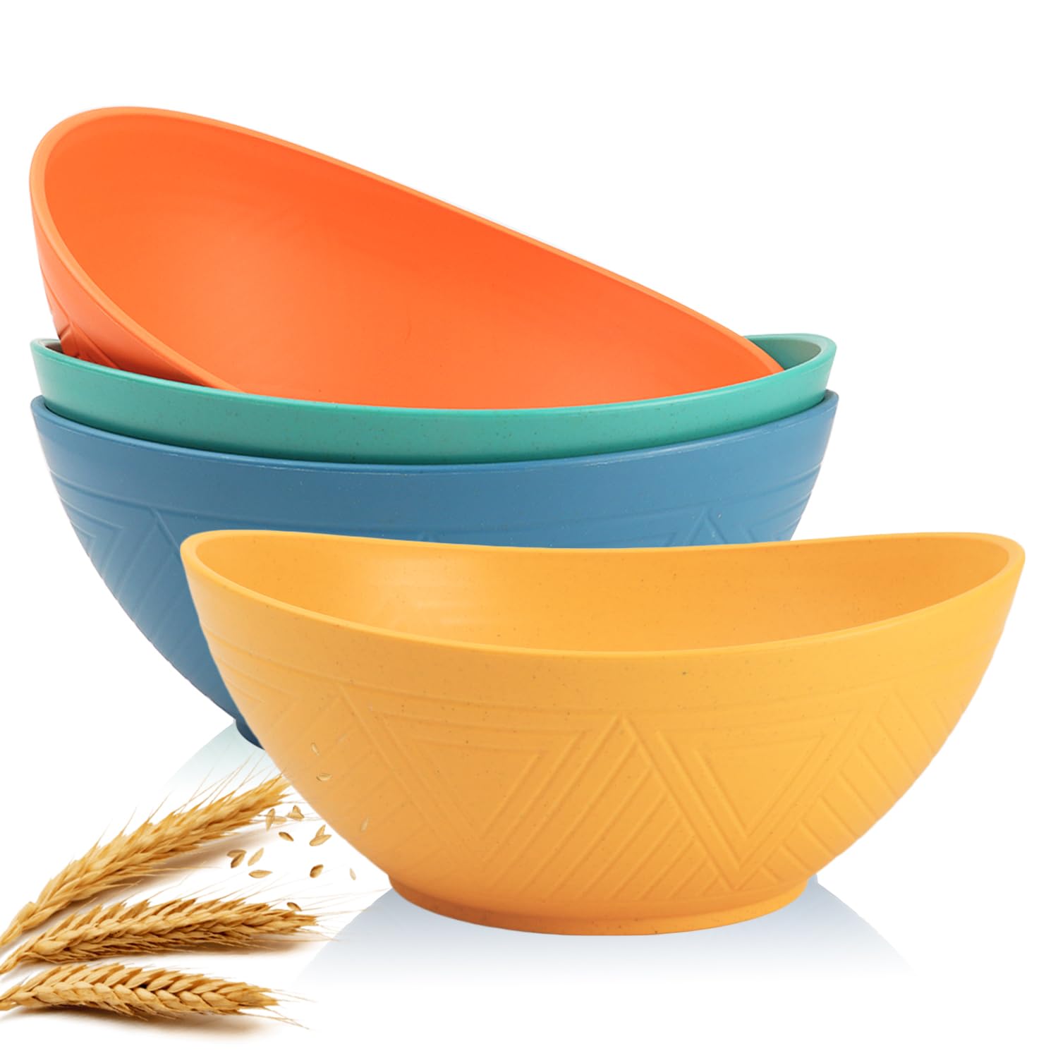 Homienly 9.6 inch Serving Bowls, Large Serving Dishes for Wedding Parties, 60 Oz for Salad, Side Dishes, Pasta, Oval Shape, Microwave & Dishwasher Safe, Set of 4, Multi Color